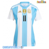 Camisa de time de futebol Argentina Angel Di Maria #11 Replicas 1º Equipamento Feminina Copa America 2024 Manga Curta